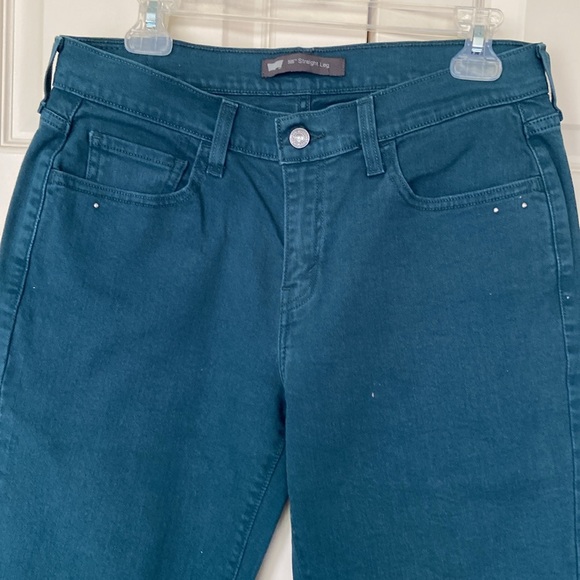 Women’s Levi’s 505 Straight Leg Black Jeans with Silver Accent Stitching NWOT 8M - Picture 6 of 10